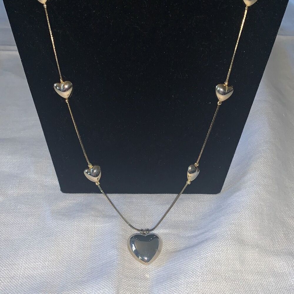 Vintage Gold Tone Bubble Heart‎ Chain Necklace